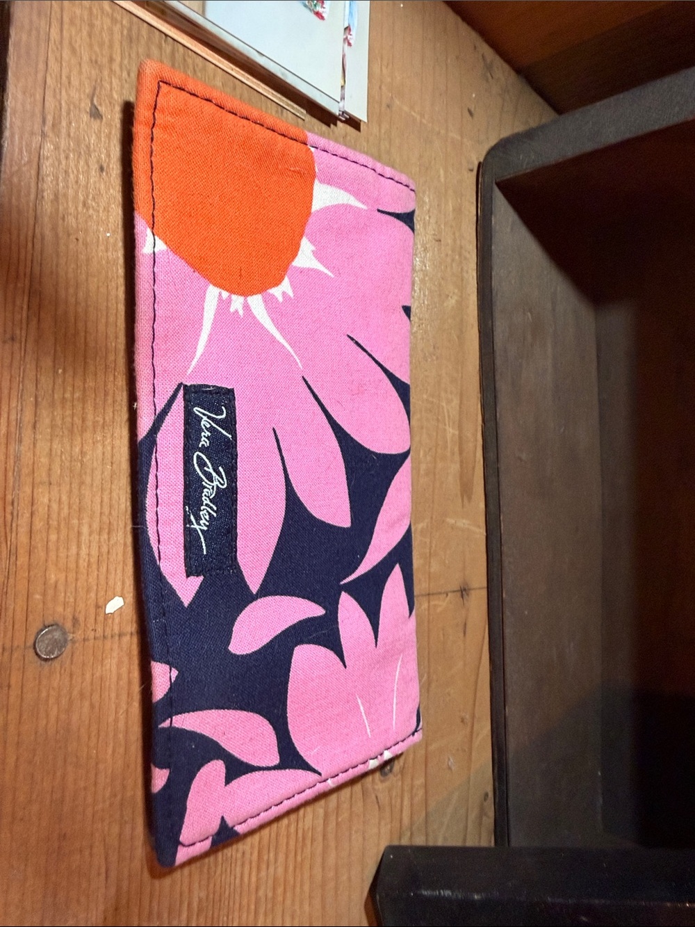 Vera Bradley Pink and Orange Floral Fabric Checkbook Holder